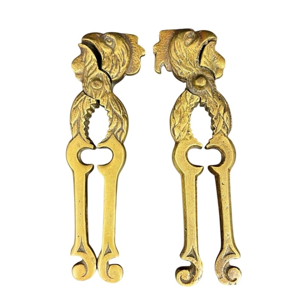 Vtg Lot of 2 Brass Nutcracker Chicken rooster Head Bottle Opener Kitchen Tool